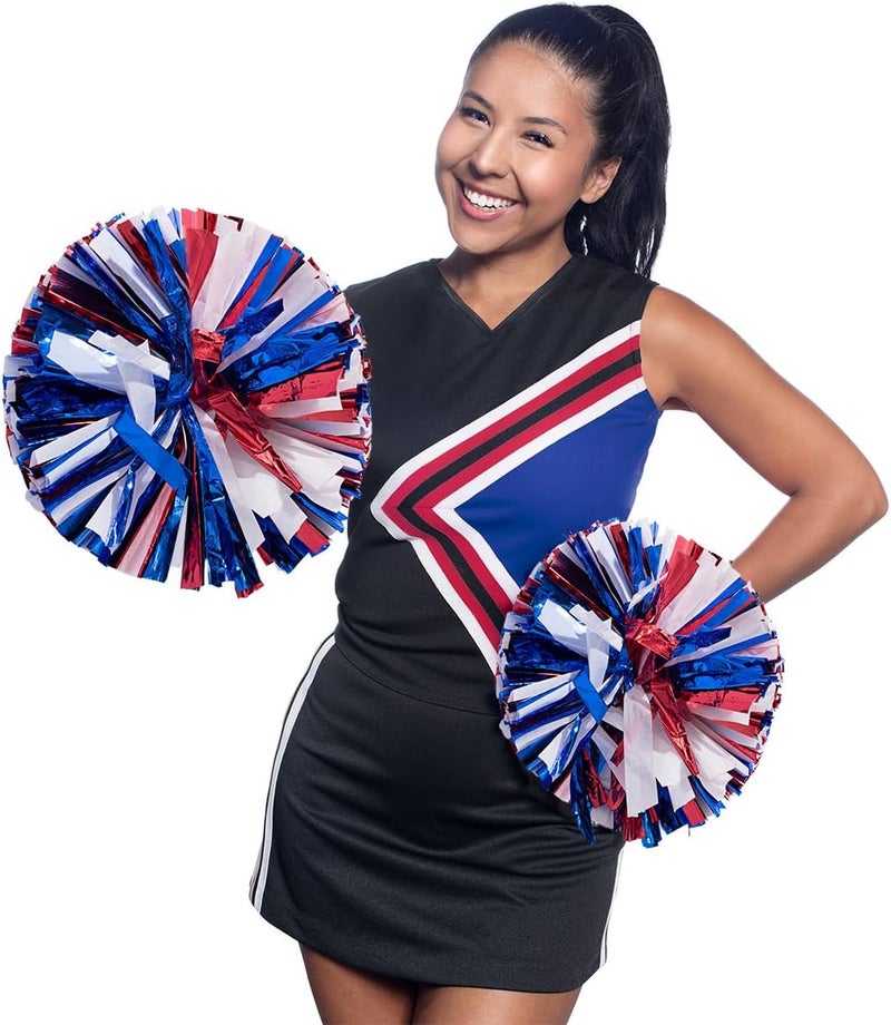 Anderson's Metallic Red, Blue & White Foil Baton School Spirit Shakers, Cheerleader Pom Poms, Football, Basketball, Homecoming Squad, Team, Party, Dance, Club, Performance, Fan Celebration Pack of 2 - Image 4